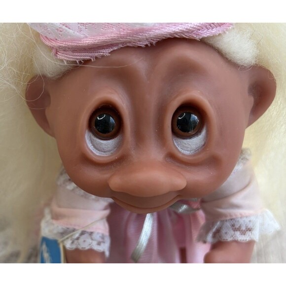 VTG  1985 Norfin Dam Pink Princess Troll Doll Denmark 9” Lady Gwen Tag - Picture 9 of 12